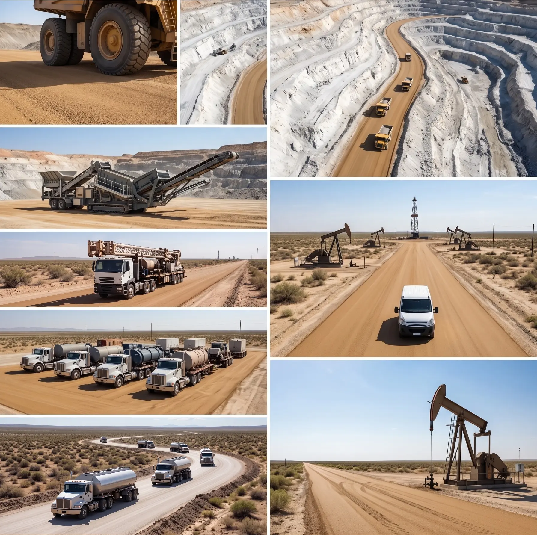 Caminos de tierra estabilizados en operaciones mineras y petroleras con maquinaria pesada